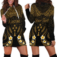 Personalised Kosrae Liberation Day Hoodie Dress Polynesian Tattoo and Plumeria Gold Color LT03 - Polynesian Pride