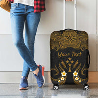 Personalised Kosrae Liberation Day Luggage Cover Polynesian Tattoo and Plumeria Gold Color LT03 - Polynesian Pride