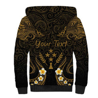 Personalised Kosrae Liberation Day Sherpa Hoodie Polynesian Tattoo and Plumeria Gold Color LT03 - Polynesian Pride