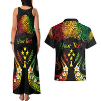 Personalised Kosrae Liberation Day Couples Matching Tank Maxi Dress and Hawaiian Shirt Polynesian Tattoo and Plumeria Reggae Color LT03 - Polynesian Pride