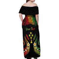 Personalised Kosrae Liberation Day Family Matching Off Shoulder Maxi Dress and Hawaiian Shirt Polynesian Tattoo and Plumeria Reggae Color LT03 - Polynesian Pride