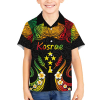 Personalised Kosrae Liberation Day Family Matching Off Shoulder Short Dress and Hawaiian Shirt Polynesian Tattoo and Plumeria Reggae Color LT03 Son's Shirt Reggae - Polynesian Pride