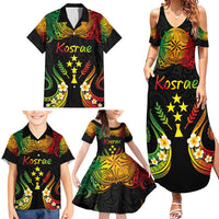 Personalised Kosrae Liberation Day Family Matching Summer Maxi Dress and Hawaiian Shirt Polynesian Tattoo and Plumeria Reggae Color LT03 - Polynesian Pride