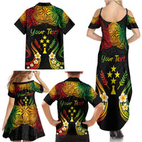Personalised Kosrae Liberation Day Family Matching Summer Maxi Dress and Hawaiian Shirt Polynesian Tattoo and Plumeria Reggae Color LT03 - Polynesian Pride