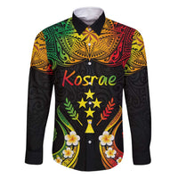 Personalised Kosrae Liberation Day Family Matching Summer Maxi Dress and Hawaiian Shirt Polynesian Tattoo and Plumeria Reggae Color LT03 Dad's Shirt - Long Sleeve Reggae - Polynesian Pride