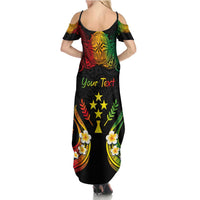 Personalised Kosrae Liberation Day Family Matching Summer Maxi Dress and Hawaiian Shirt Polynesian Tattoo and Plumeria Reggae Color LT03 - Polynesian Pride