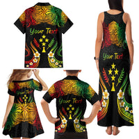 Personalised Kosrae Liberation Day Family Matching Tank Maxi Dress and Hawaiian Shirt Polynesian Tattoo and Plumeria Reggae Color LT03 - Polynesian Pride