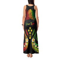 Personalised Kosrae Liberation Day Tank Maxi Dress Polynesian Tattoo and Plumeria Reggae Color LT03 - Polynesian Pride