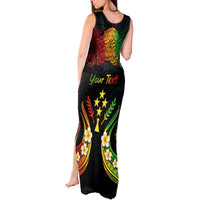 Personalised Kosrae Liberation Day Tank Maxi Dress Polynesian Tattoo and Plumeria Reggae Color LT03 - Polynesian Pride