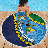 Malampa Fiji Day Beach Blanket National Symbols with Tapa Tribal and Polynesian Tattoo LT03 - Polynesian Pride