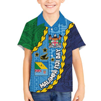 Malampa Fiji Day Family Matching Tank Maxi Dress and Hawaiian Shirt National Symbols with Tapa Tribal and Polynesian Tattoo LT03 Son's Shirt Blue - Polynesian Pride