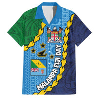 Malampa Fiji Day Hawaiian Shirt National Symbols with Tapa Tribal and Polynesian Tattoo LT03 Blue - Polynesian Pride