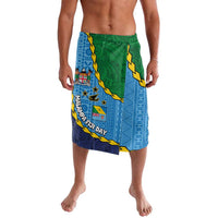 Malampa Fiji Day Lavalava National Symbols with Tapa Tribal and Polynesian Tattoo LT03 Blue - Polynesian Pride