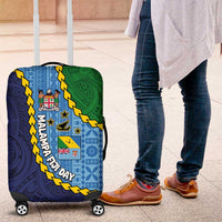 Malampa Fiji Day Luggage Cover National Symbols with Tapa Tribal and Polynesian Tattoo LT03 Blue - Polynesian Pride