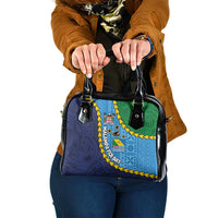 Malampa Fiji Day Shoulder Handbag National Symbols with Tapa Tribal and Polynesian Tattoo LT03 One Size Blue - Polynesian Pride