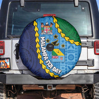 Malampa Fiji Day Spare Tire Cover National Symbols with Tapa Tribal and Polynesian Tattoo LT03 Blue - Polynesian Pride