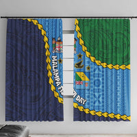 Malampa Fiji Day Window Curtain National Symbols with Tapa Tribal and Polynesian Tattoo LT03 With Hooks Blue - Polynesian Pride