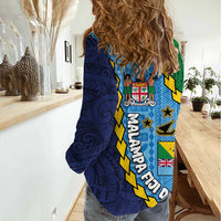 Malampa Fiji Day Women Casual Shirt National Symbols with Tapa Tribal and Polynesian Tattoo LT03 - Polynesian Pride