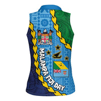 Malampa Fiji Day Women Sleeveless Polo Shirt National Symbols with Tapa Tribal and Polynesian Tattoo LT03 - Polynesian Pride