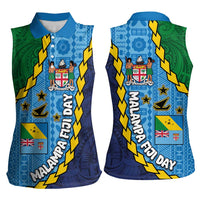 Malampa Fiji Day Women Sleeveless Polo Shirt National Symbols with Tapa Tribal and Polynesian Tattoo LT03 - Polynesian Pride