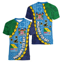 Malampa Fiji Day Women V-Neck T-Shirt National Symbols with Tapa Tribal and Polynesian Tattoo LT03 - Polynesian Pride
