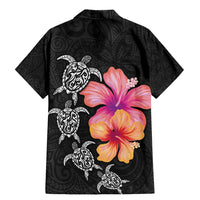 Hawaiian Hibiscus Turtle Tribal Polynesian Pattern Family Matching Mermaid Dress and Hawaiian Shirt Black Color LT03 - Polynesian Pride