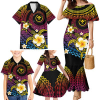 Hawaiian Plumeria Turtle Tribal Spiral Polynesian Tattoo Family Matching Mermaid Dress and Hawaiian Shirt Fanciful Color LT03 - Polynesian Pride
