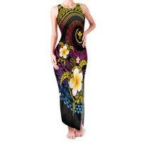 Hawaiian Plumeria Turtle Tribal Spiral Polynesian Tattoo Family Matching Tank Maxi Dress and Hawaiian Shirt Fanciful Color LT03 Mom's Dress Gradient - Polynesian Pride