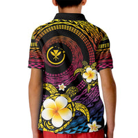 Hawaiian Plumeria Turtle Tribal Spiral Polynesian Tattoo Kid Polo Shirt Fanciful Color LT03 - Polynesian Pride