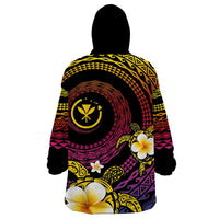 Hawaiian Plumeria Turtle Tribal Spiral Polynesian Tattoo Wearable Blanket Hoodie Fanciful Color LT03 - Polynesian Pride