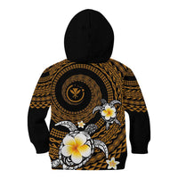 Hawaiian Plumeria Turtle Tribal Spiral Polynesian Tattoo Kid Hoodie Gold Color LT03 - Polynesian Pride