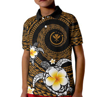 Hawaiian Plumeria Turtle Tribal Spiral Polynesian Tattoo Kid Polo Shirt Gold Color LT03 Kid Gold - Polynesian Pride