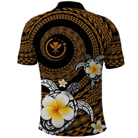 Hawaiian Plumeria Turtle Tribal Spiral Polynesian Tattoo Polo Shirt Gold Color LT03 - Polynesian Pride