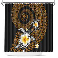 Hawaiian Plumeria Turtle Tribal Spiral Polynesian Tattoo Shower Curtain Gold Color LT03 Gold - Polynesian Pride