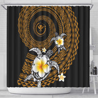 Hawaiian Plumeria Turtle Tribal Spiral Polynesian Tattoo Shower Curtain Gold Color LT03 - Polynesian Pride