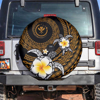 Hawaiian Plumeria Turtle Tribal Spiral Polynesian Tattoo Spare Tire Cover Gold Color LT03 Gold - Polynesian Pride