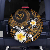 Hawaiian Plumeria Turtle Tribal Spiral Polynesian Tattoo Spare Tire Cover Gold Color LT03 - Polynesian Pride