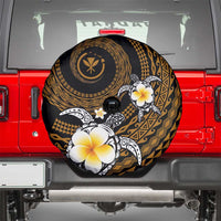 Hawaiian Plumeria Turtle Tribal Spiral Polynesian Tattoo Spare Tire Cover Gold Color LT03 - Polynesian Pride
