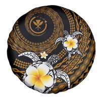 Hawaiian Plumeria Turtle Tribal Spiral Polynesian Tattoo Spare Tire Cover Gold Color LT03 - Polynesian Pride