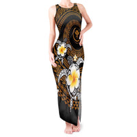 Hawaiian Plumeria Turtle Tribal Spiral Polynesian Tattoo Tank Maxi Dress Gold Color LT03 Women Gold - Polynesian Pride