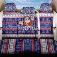 Custom American Samoa Christmas Back Car Seat Cover Samoan Coat of Arms and Cool Santa Ornament Style LT03 One Size Blue - Polynesian Pride