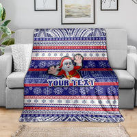 Custom American Samoa Christmas Blanket Samoan Coat of Arms and Cool Santa Ornament Style LT03 - Polynesian Pride