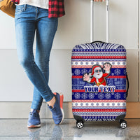 Custom American Samoa Christmas Luggage Cover Samoan Coat of Arms and Cool Santa Ornament Style LT03 - Polynesian Pride