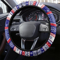 American Samoa Christmas Steering Wheel Cover Samoan Coat of Arms and Cool Santa Ornament Style LT03 - Polynesian Pride