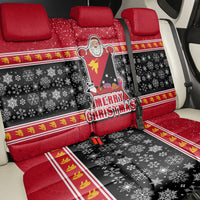 Papua New Guinea Christmas Back Car Seat Cover Santa With Flag Of PNG Polynesian Tribal Xmas Vibe LT03 - Polynesian Pride