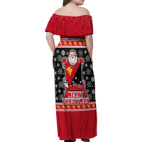 Papua New Guinea Christmas Family Matching Off Shoulder Maxi Dress and Hawaiian Shirt Santa With Flag Of PNG Polynesian Tribal Xmas Vibe LT03 - Polynesian Pride