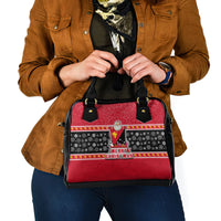 Papua New Guinea Christmas Shoulder Handbag Santa With Flag Of PNG Polynesian Tribal Xmas Vibe LT03 - Polynesian Pride