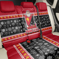 Custom Papua New Guinea Christmas Back Car Seat Cover Santa With Flag Of PNG Polynesian Tribal Xmas Vibe LT03 - Polynesian Pride