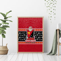 Custom Papua New Guinea Christmas Canvas Wall Art Santa With Flag Of PNG Polynesian Tribal Xmas Vibe LT03 - Polynesian Pride