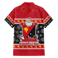 Custom Papua New Guinea Christmas Family Matching Short Sleeve Bodycon Dress and Hawaiian Shirt Santa With Flag Of PNG Polynesian Tribal Xmas Vibe LT03 - Polynesian Pride